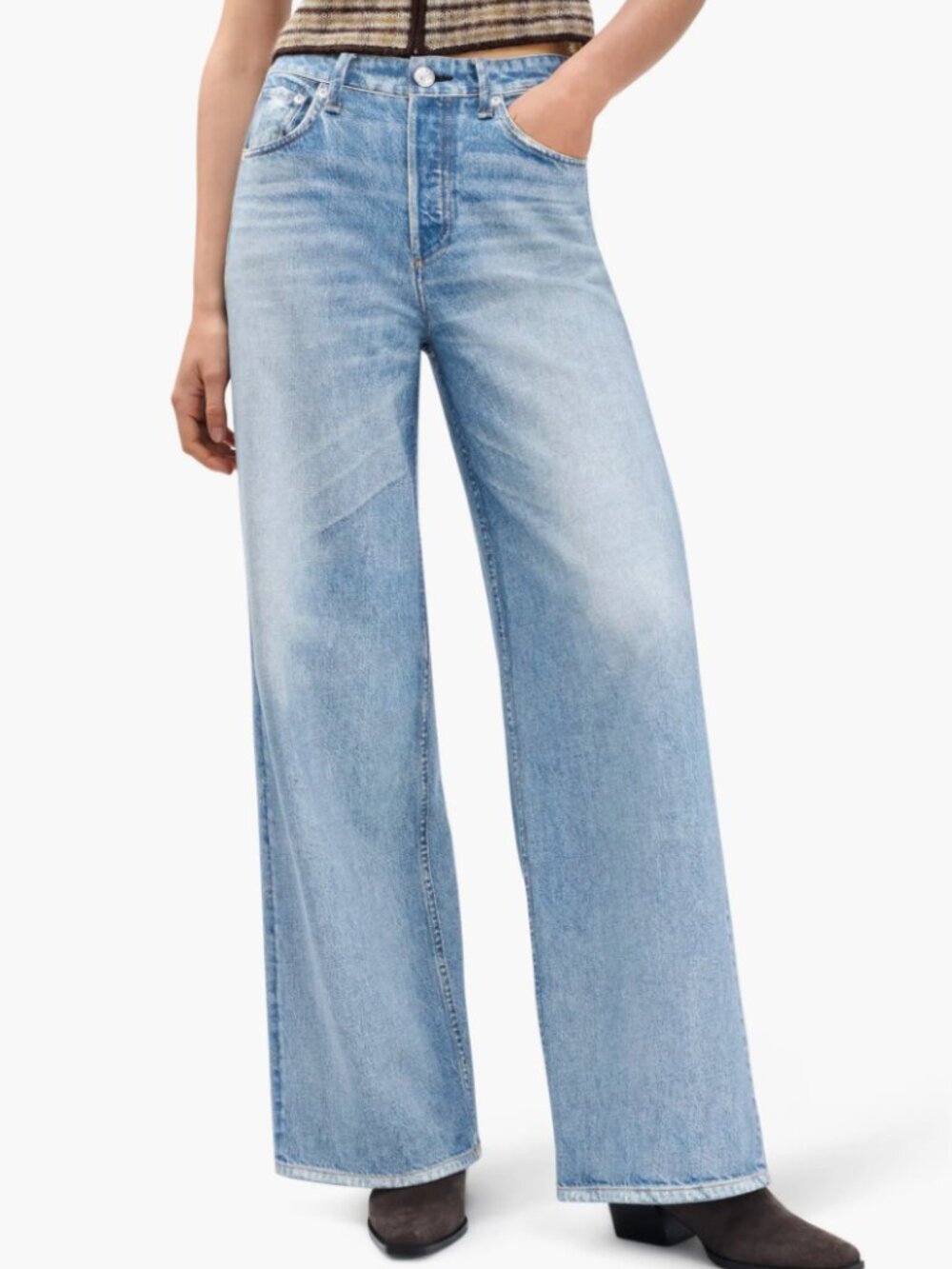 Rag & Bone Miramar Sofie High Waist Wide Leg Cotton Terry Sweatpant Jeans